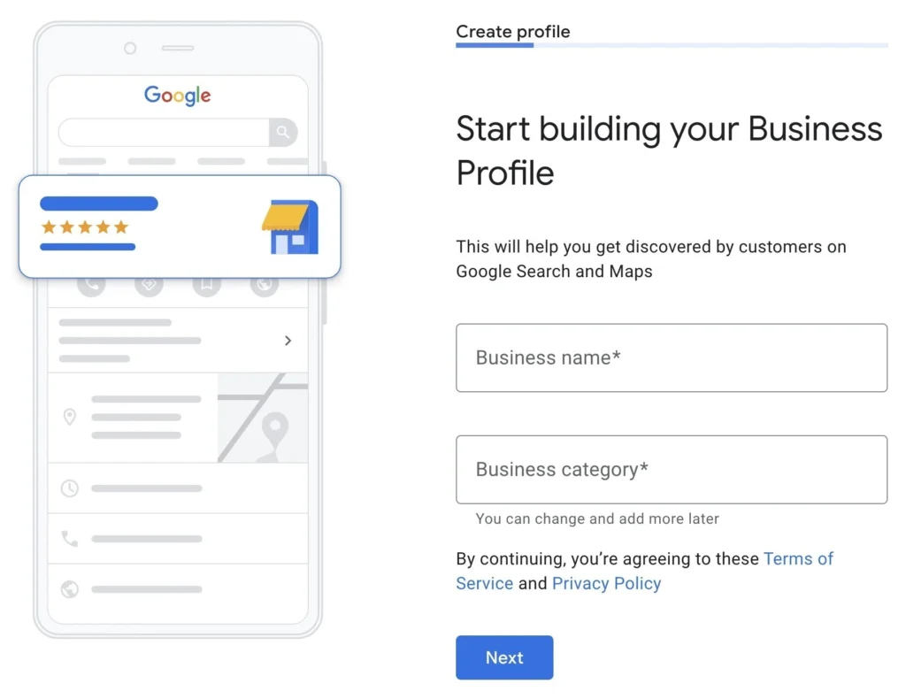 start building google business profile